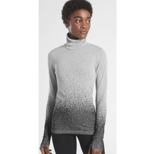 ATHLETA Grey Black Turtleneck Top Long Sleeve